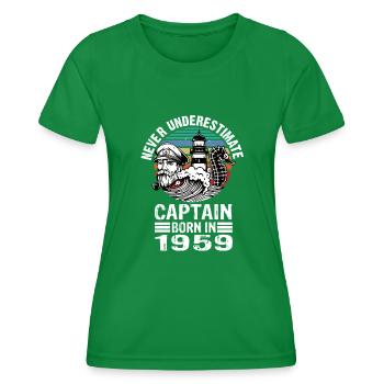 Never Underestimate Captain né en 1959 - T-shirt sport Femme - vert - Devant - AI Model Female 172 dark (172cm)