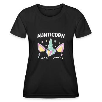 Licorne Tante Aunticorn Conte de Fées Super Tante - T-shirt sport Femme - noir - Devant - AI Model Female 172 light (172cm)