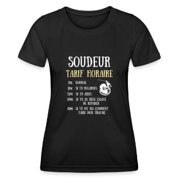 soudeur tarif horaire humour soudure homme cadeau - T-shirt sport Femme - noir - Devant - AI Model Female 172 light (172cm)