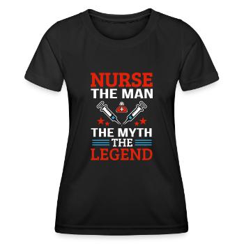 Légende du mythe de l’infirmière - T-shirt sport Femme - noir - Devant - AI Model Female 172 light (172cm)