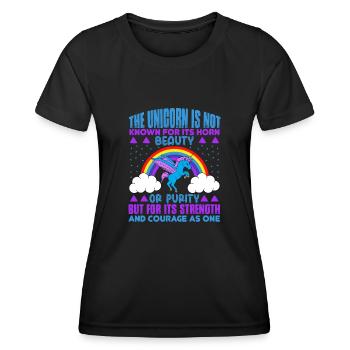 Licorne La licorne n’est pas connue pour sa beauté - T-shirt sport Femme - noir - Devant - AI Model Female 172 light (172cm)