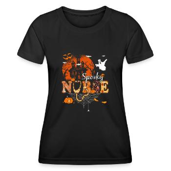 Spooky Krankenschwester Halloween - Frauen Funktions-T-Shirt - Schwarz - Vorne - AI Model Female 172 light (172cm)
