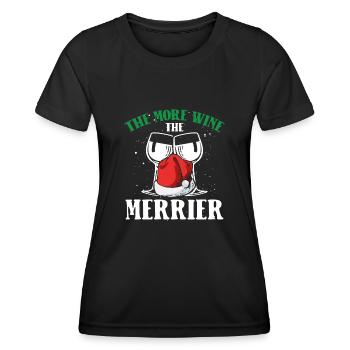 Avec plus de vin, ça devient plus drôle - T-shirt sport Femme - noir - Devant - AI Model Female 172 light (172cm)