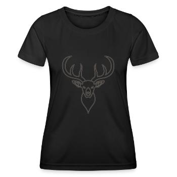 Bois de cerf rouge avec bois de cerf - T-shirt sport Femme - noir - Devant - AI Model Female 172 light (172cm)