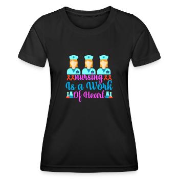 INFIRMIÈRE Les soins infirmiers sont un travail de cœur - T-shirt sport Femme - noir - Devant - AI Model Female 172 light (172cm)