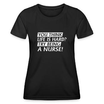 Essayez d’être infirmière - T-shirt sport Femme - noir - Devant - AI Model Female 172 light (172cm)