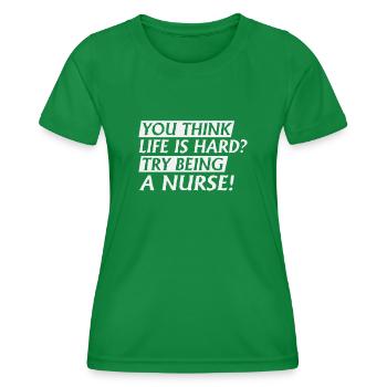 Essayez d’être infirmière - T-shirt sport Femme - vert - Devant - AI Model Female 172 dark (172cm)