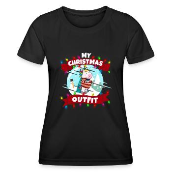 Ma tenue de Noël Père Noël Licorne - T-shirt sport Femme - noir - Devant - AI Model Female 172 light (172cm)
