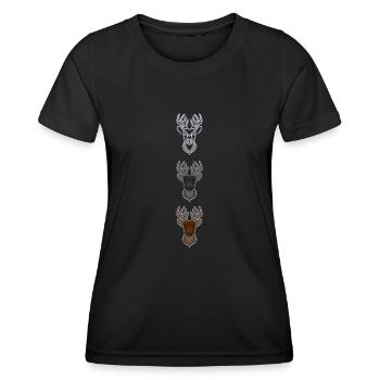 Bois de cerf rouge avec bois de cerf - T-shirt sport Femme - noir - Devant - AI Model Female 172 light (172cm)