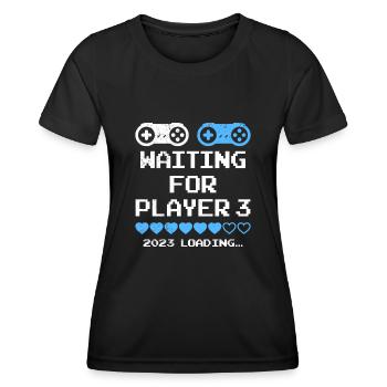 Waiting for Player 3 Expectant Parents Dad Mom - Women's Functional T-Shirt - black - Front - AI Model Female 172 light (172cm)