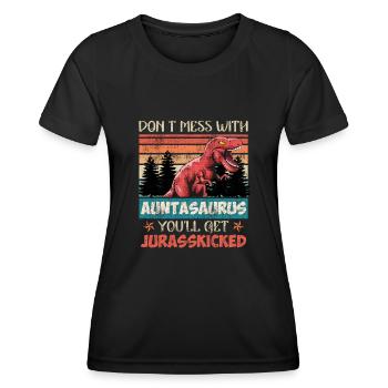 Ne plaisante pas avec tante tante dinosaure tante - T-shirt sport Femme - noir - Devant - AI Model Female 172 light (172cm)