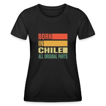 Né au Chili - T-shirt sport Femme - noir - Devant - AI Model Female 172 light (172cm)