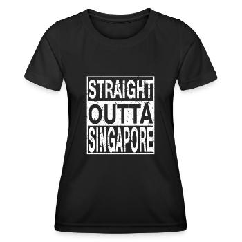 Singapur Straight outta Singapur - Frauen Funktions-T-Shirt - Schwarz - Vorne - AI Model Female 172 light (172cm)