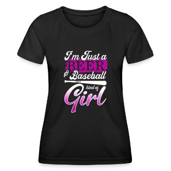 I'm Just A Beer & Baseball Kind Of Girl Baseball - Women's Functional T-Shirt - black - Front - AI Model Female 172 light (172cm)