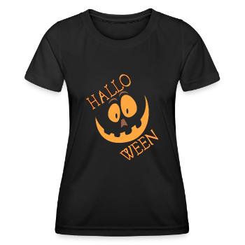 Hallwoeen visage de citrouille effrayant - T-shirt sport Femme - noir - Devant - AI Model Female 172 light (172cm)