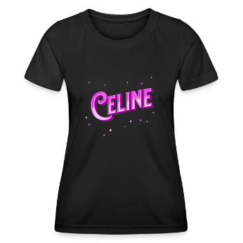 Céline nom personnalisé - T-shirt sport Femme - noir - Devant - AI Model Female 172 light (172cm)