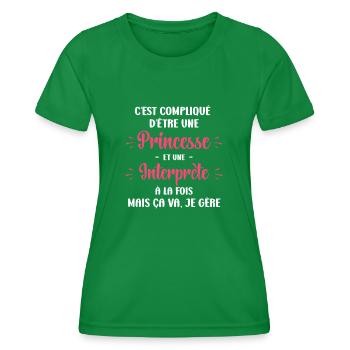 Compliqué princesse et interprète - T-shirt sport Femme - vert - Devant - AI Model Female 172 dark (172cm)