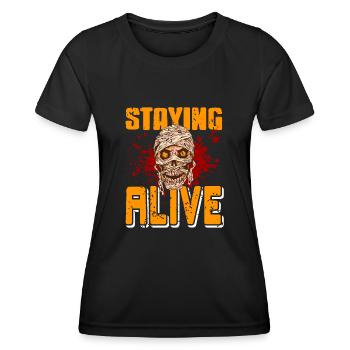 Halloween - Staying Alive - Frauen Funktions-T-Shirt - Schwarz - Vorne - AI Model Female 172 light (172cm)
