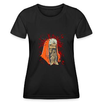 Nonne Skelett Betet Halloween - Frauen Funktions-T-Shirt - Schwarz - Vorne - AI Model Female 172 light (172cm)