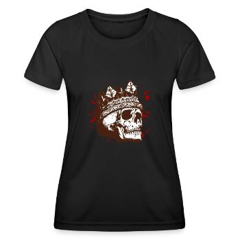 Halloween Knochen Totenkopf König Blut - Frauen Funktions-T-Shirt - Schwarz - Vorne - AI Model Female 172 light (172cm)