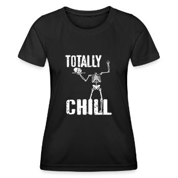 Halloween Skelett - Totally Chill - Frauen Funktions-T-Shirt - Schwarz - Vorne - AI Model Female 172 light (172cm)