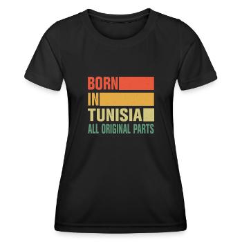 Né en Tunisie - T-shirt sport Femme - noir - Devant - AI Model Female 172 light (172cm)