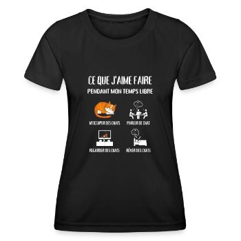temps libre chat femme humour chaton idée cadeau - T-shirt sport Femme - noir - Devant - AI Model Female 172 light (172cm)
