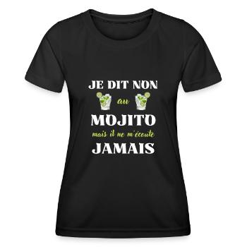 dit non mojito femme humour alcool apéro drôle - T-shirt sport Femme - noir - Devant - AI Model Female 172 light (172cm)