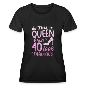 This Queen makes 40 look Fabulous 40th birthday - Women's Functional T-Shirt - black - Front - AI Model Female 172 light (172cm)