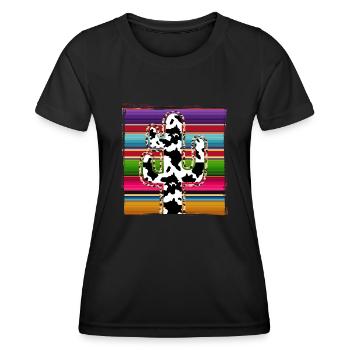 Cactus vache de l’Ouest - T-shirt sport Femme - noir - Devant - AI Model Female 172 light (172cm)