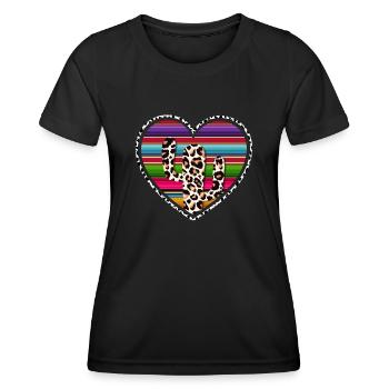 Cactus vache de l’Ouest - T-shirt sport Femme - noir - Devant - AI Model Female 172 light (172cm)