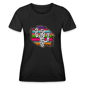 Cactus vache de l’Ouest - T-shirt sport Femme - noir - Devant - AI Model Female 172 light (172cm)