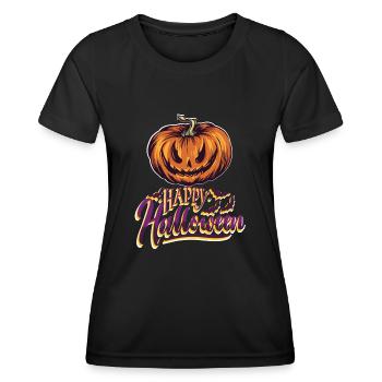 Happy Halloween Kürbis - Frauen Funktions-T-Shirt - Schwarz - Vorne - AI Model Female 172 light (172cm)