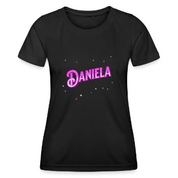 Daniela Namen personalisiert - Frauen Funktions-T-Shirt - Schwarz - Vorne - AI Model Female 172 light (172cm)