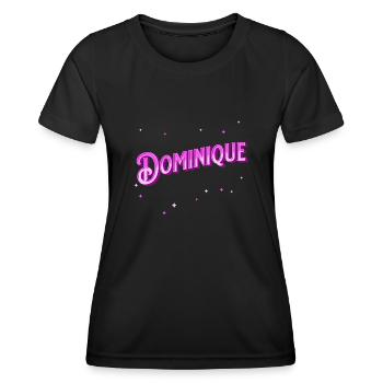 Nom Dominique personnalisé - T-shirt sport Femme - noir - Devant - AI Model Female 172 light (172cm)