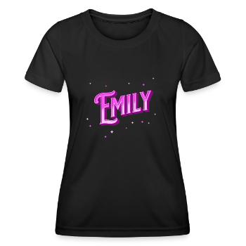 Emily Namen personalisiert - Frauen Funktions-T-Shirt - Schwarz - Vorne - AI Model Female 172 light (172cm)