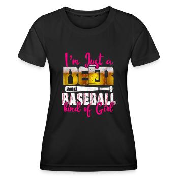 I'm Just A Beer & Baseball Kind Of Girl Baseball - Women's Functional T-Shirt - black - Front - AI Model Female 172 light (172cm)