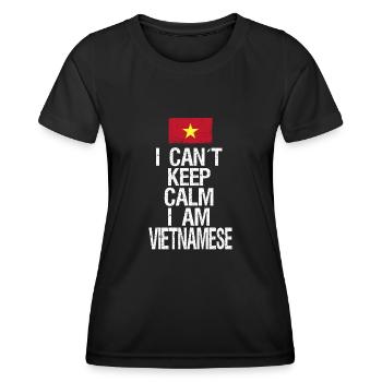 Je ne peux pas rester calme Je suis vietnamien - T-shirt sport Femme - noir - Devant - AI Model Female 172 light (172cm)