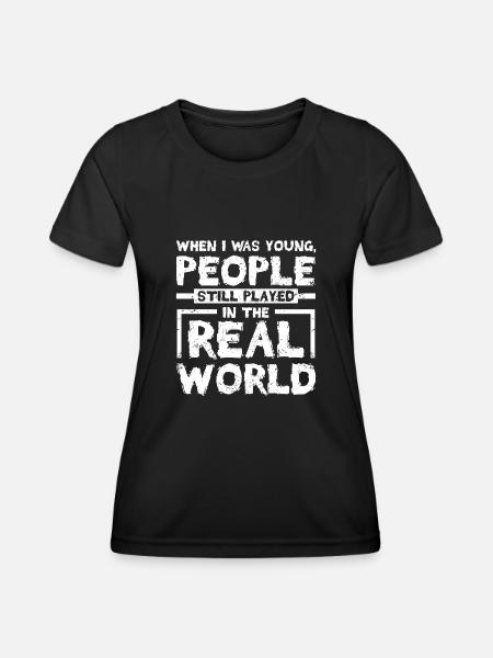Old people played in the real world - Frauen Funktions-T-Shirt - Schwarz