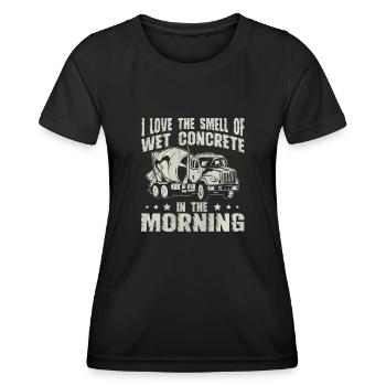 Wet Concrete In The Morning Lustige Betonbauer - Frauen Funktions-T-Shirt - Schwarz - Vorne - AI Model Female 172 light (172cm)