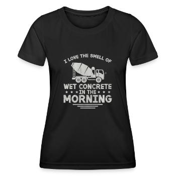 Wet Concrete In The Morning Lustige Betonbauer - Frauen Funktions-T-Shirt - Schwarz - Vorne - AI Model Female 172 light (172cm)