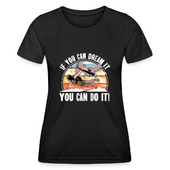 Skydiving Parachuting Parachute - Women's Functional T-Shirt - black - Front - AI Model Female 172 light (172cm)