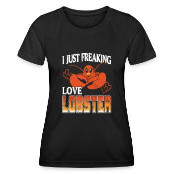 J’adore le homard - T-shirt sport Femme - noir - Devant - AI Model Female 172 light (172cm)
