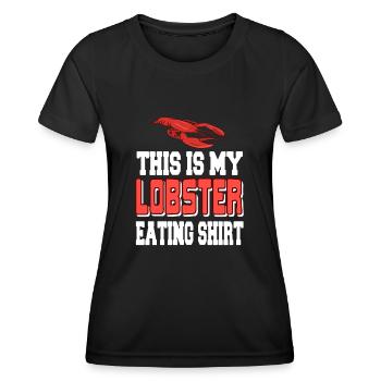 C’est mon homard qui mange - T-shirt sport Femme - noir - Devant - AI Model Female 172 light (172cm)