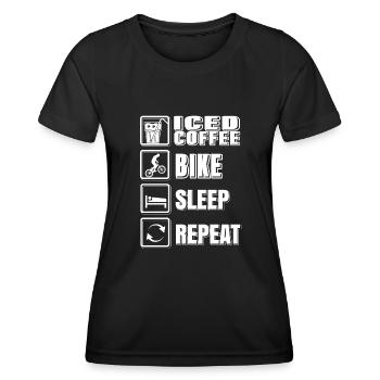 Iced Coffee Bike Sleep Reapeat - Women's Functional T-Shirt - black - Front - AI Model Female 172 light (172cm)