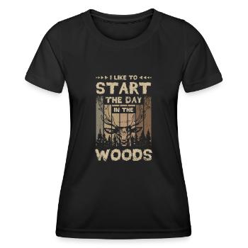I like to start the day in the woods - Frauen Funktions-T-Shirt - Schwarz - Vorne - AI Model Female 172 light (172cm)