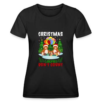 Hässliche Weihnachten Kalorien Norweger Muster - Frauen Funktions-T-Shirt - Schwarz - Vorne - AI Model Female 172 light (172cm)