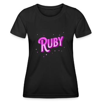 Nom rubis personnalisé - T-shirt sport Femme - noir - Devant - AI Model Female 172 light (172cm)