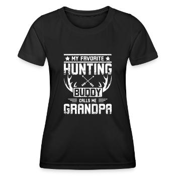 My favorite hunting buddy calls me grandpa - Frauen Funktions-T-Shirt - Schwarz - Vorne - AI Model Female 172 light (172cm)