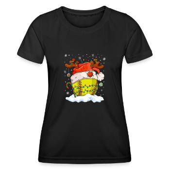 Softball Noël Joueur de softball Cadeau de fête de Noël - T-shirt sport Femme - noir - Devant - AI Model Female 172 light (172cm)